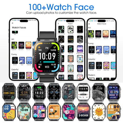 H5 Smart Watch with Bluetooth Call, IP68 Waterproof Fitness Tracker for Women and Men, Black