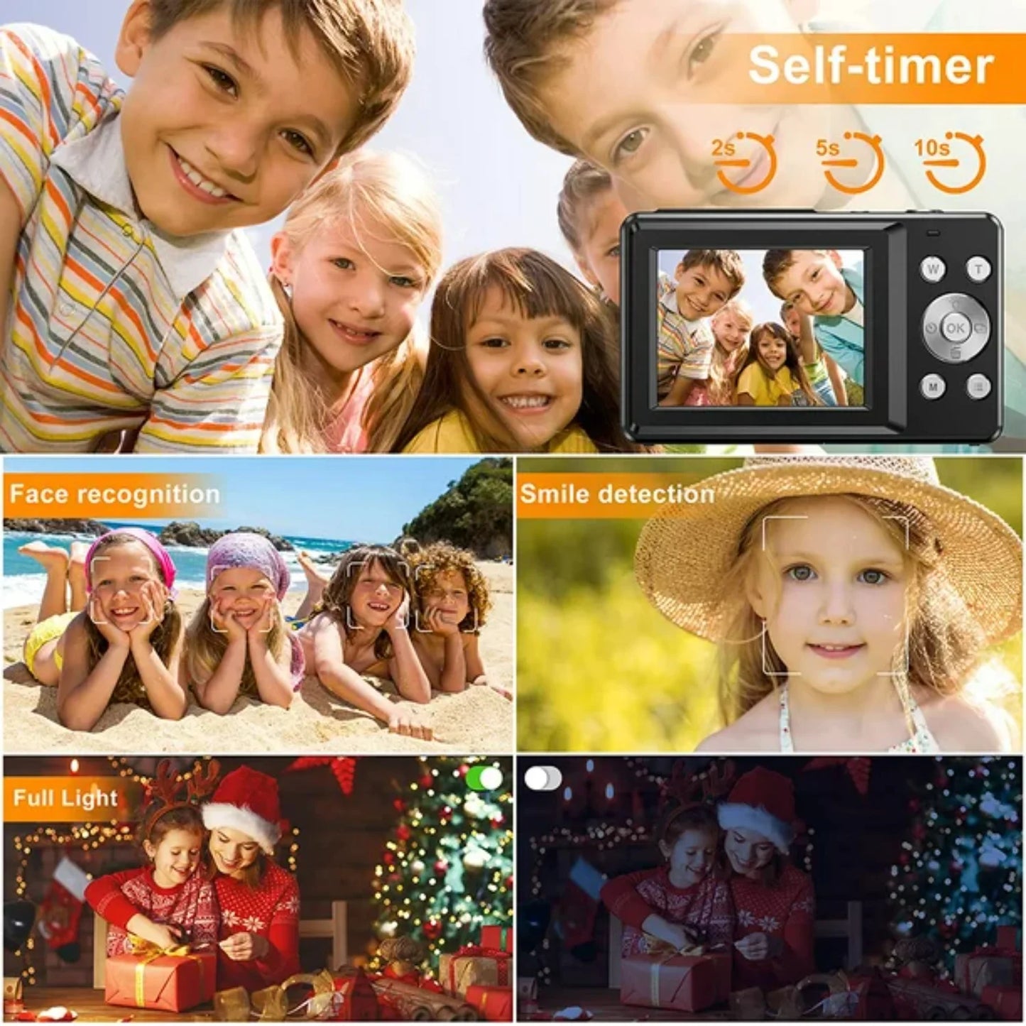 1080P Digital Camera 44MP 16X Digital Zoom Compact Point and Shoot Camera Portable Small Camera Starter Camera for Teens Students Boys Girls Seniors