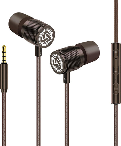 Ultra Wired Earbuds In-Headphones with Microphone, 5 Years Warranty, Noise Isolating Memory Foam and HD Mic, 3.9Ft Long Cord, In-Ear Monitors, Earphones for School, Gaming, Sports, Music