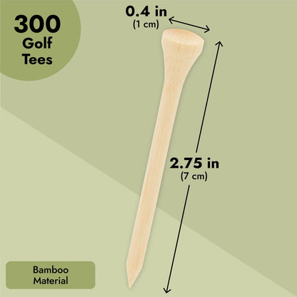 Paquete De 300 Camisetas De Golf De Bambú Al Por Mayor (2 3/4 Pulgadas, Color Madera Natural)