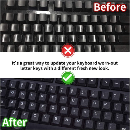2PCS Pack Universal English Keyboard Stickers, Computer Keyboard Stickers Black Background with White Lettering for Computer Laptop Notebook Desktop (English)