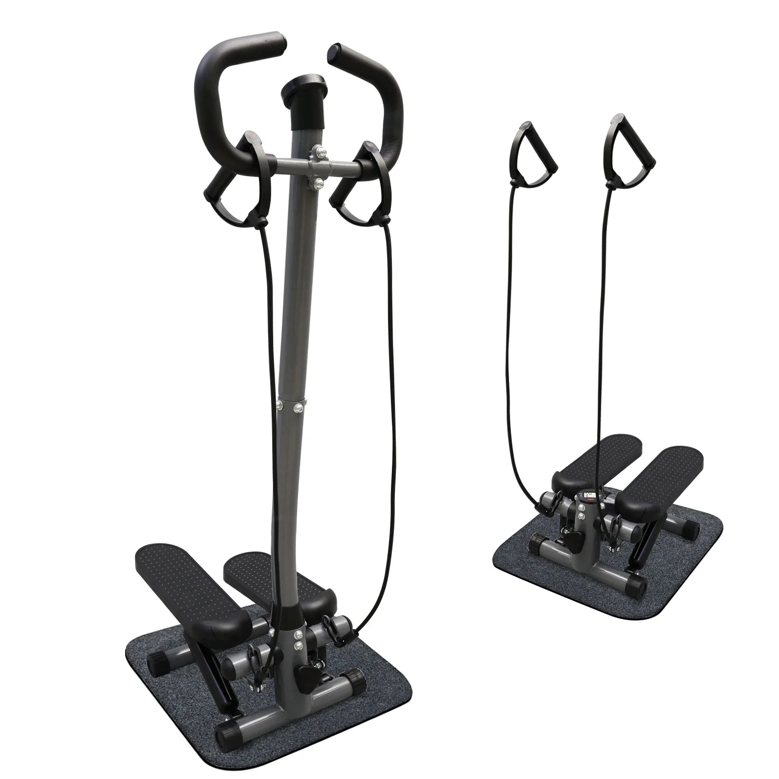 Steppers for Exercise, Mini Stair Stepper with Resistance Bands and Handlebar, 2 Ways to Use, Stair Climber Fitness Exercise Equipment for Full Body Training, 220 Lbs Weight Capacity