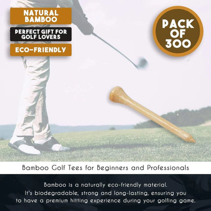 Paquete De 300 Camisetas De Golf De Bambú Al Por Mayor (2 3/4 Pulgadas, Color Madera Natural)